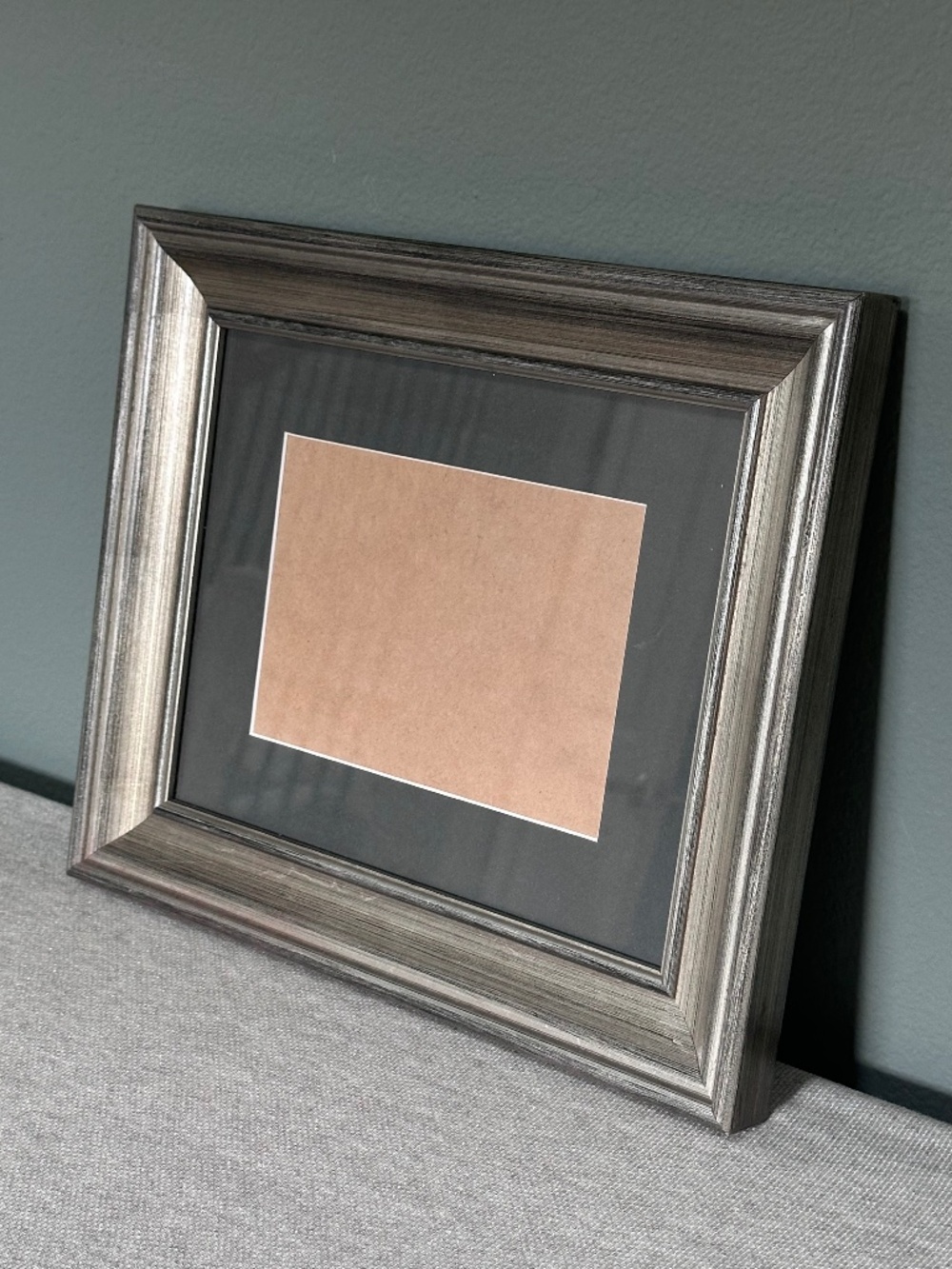 Aaron Brothers Brushed Pewter 5x7” Picture Frame with Charcoal Mat